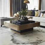 Brahm Luxury Gold Glass Metal Stainless Steel Coffee Table