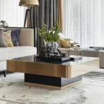 Brahm Luxury Gold Glass Metal Stainless Steel Coffee Table - Image 2
