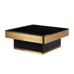 Brahm Luxury Gold Glass Metal Stainless Steel Coffee Table - Image 4