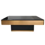 Brahm Luxury Gold Glass Metal Stainless Steel Coffee Table - Image 3