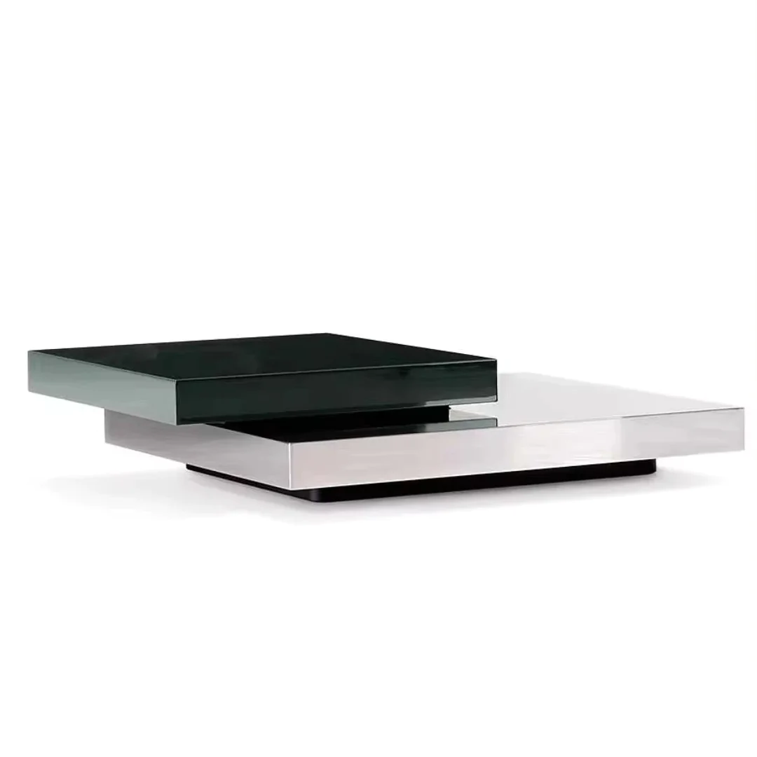 Master Modern Gold Square Coffee Table with Glass Top - Image 2