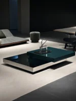 Master Modern Gold Square Coffee Table with Glass Top - Image 3