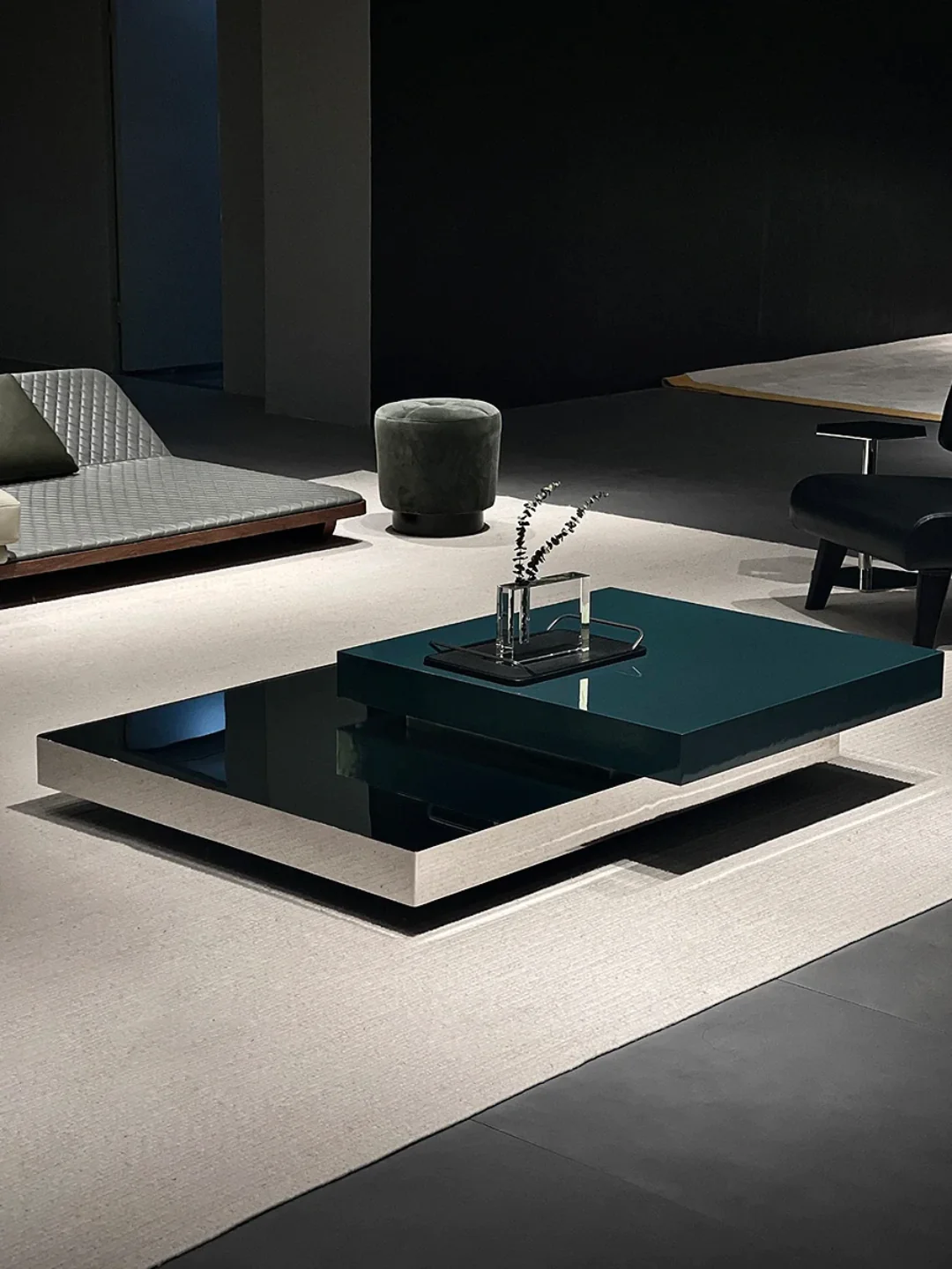 Master Modern Gold Square Coffee Table with Glass Top - Image 3