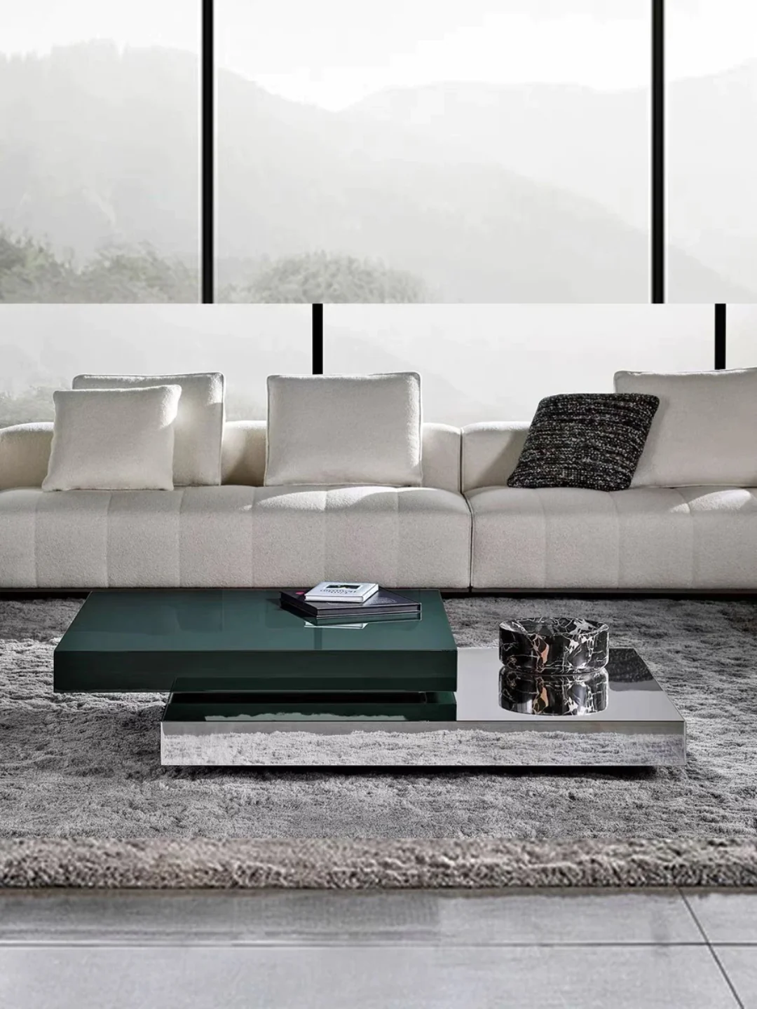 Master Modern Gold Square Coffee Table with Glass Top - Image 6