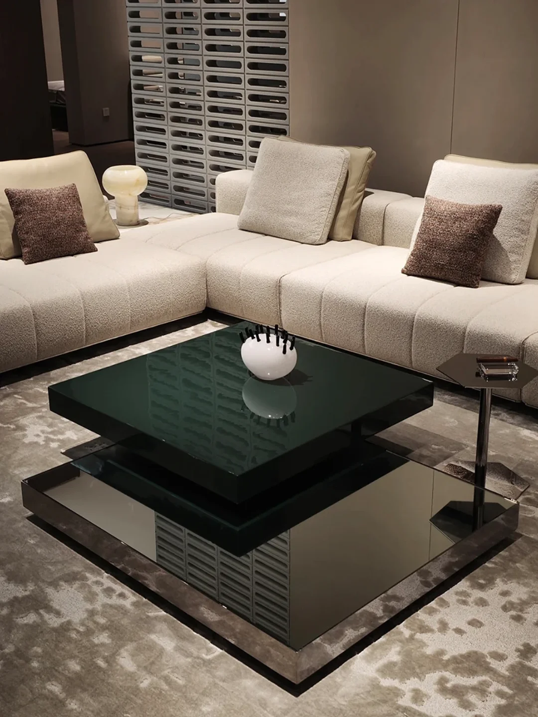 Master Modern Gold Square Coffee Table with Glass Top - Image 1