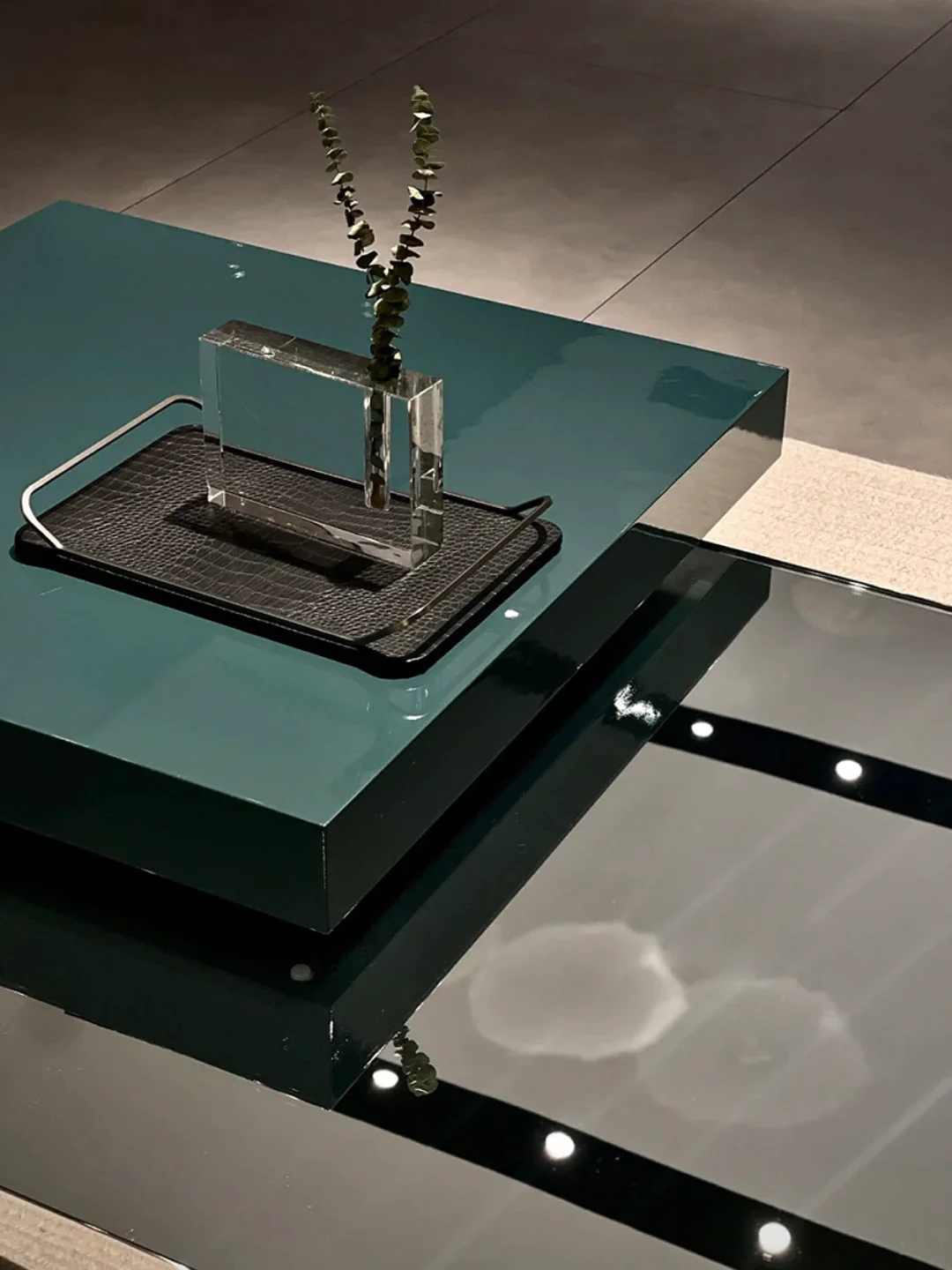 Master Modern Gold Square Coffee Table with Glass Top - Image 4