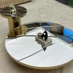 Nebula Gold Extendable Glass Round-shaped Coffee Table