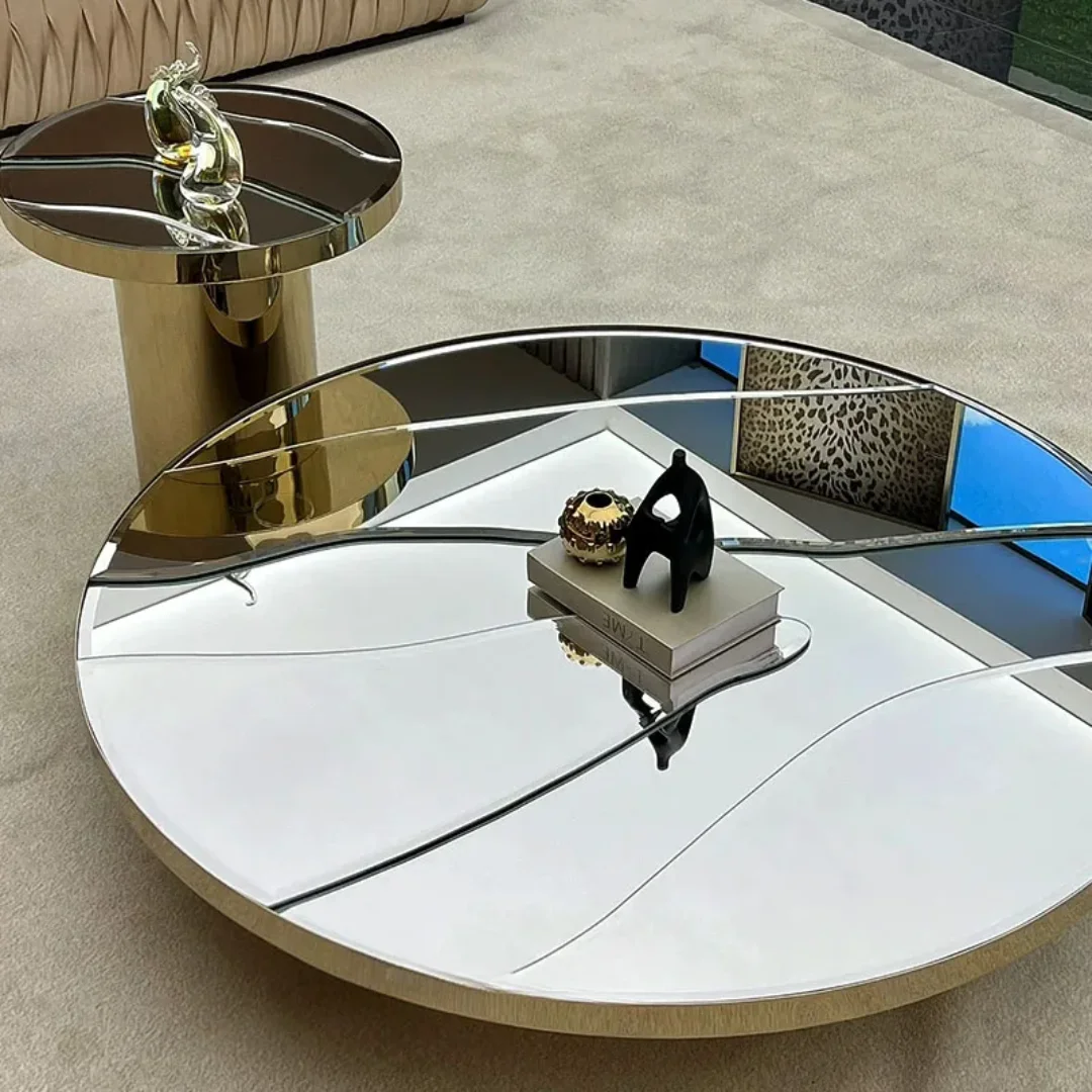 Nebula Gold Extendable Glass Round-shaped Coffee Table - Image 1