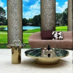 Nebula Gold Extendable Glass Round-shaped Coffee Table - Image 3