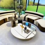 Nebula Gold Extendable Glass Round-shaped Coffee Table - Image 2