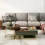 BigT Italian Luxury Unique Stainless Steel Base Wooden Square Coffee Table Set of 2 Modern Design