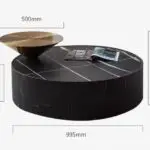 Alps Stainless Steel And Faux Black Marble Top Coffee Table