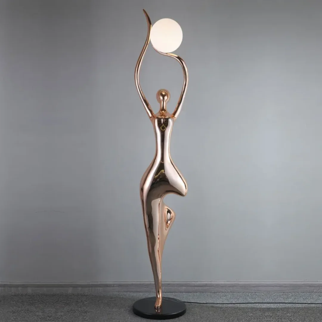 Spiral Modern Hotel Lobby Mannequins Gold Art Floor Lamp Nordic Human Statue Lamp - Image 1