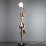 Spiral Modern Hotel Lobby Mannequins Gold Art Floor Lamp Nordic Human Statue Lamp - Image 3