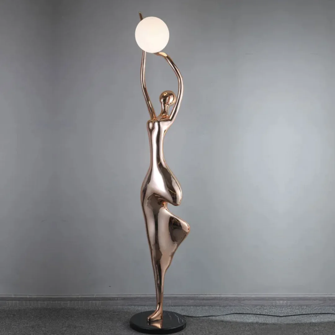 Spiral Modern Hotel Lobby Mannequins Gold Art Floor Lamp Nordic Human Statue Lamp - Image 3