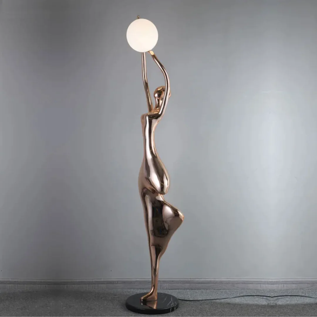 Spiral Modern Hotel Lobby Mannequins Gold Art Floor Lamp Nordic Human Statue Lamp - Image 5
