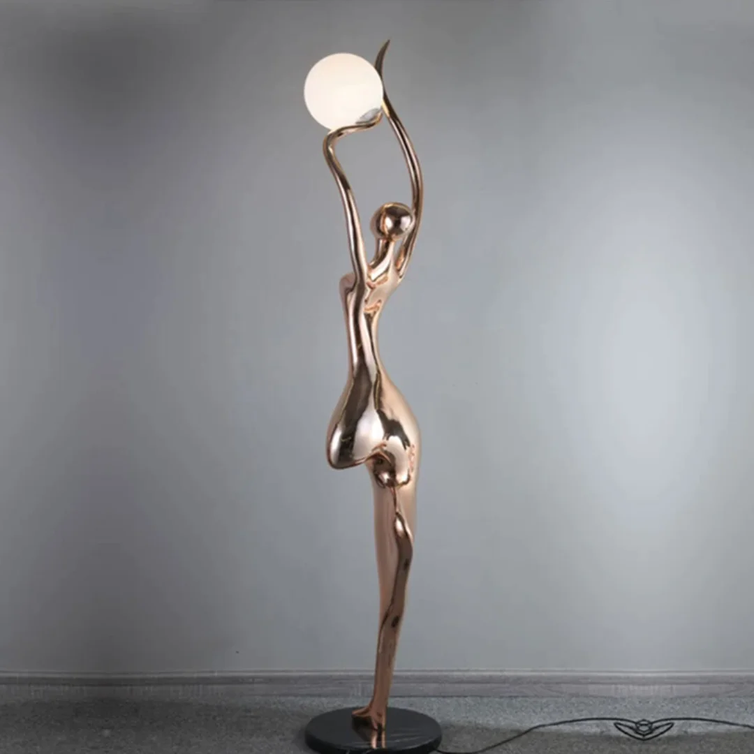 Spiral Modern Hotel Lobby Mannequins Gold Art Floor Lamp Nordic Human Statue Lamp - Image 4