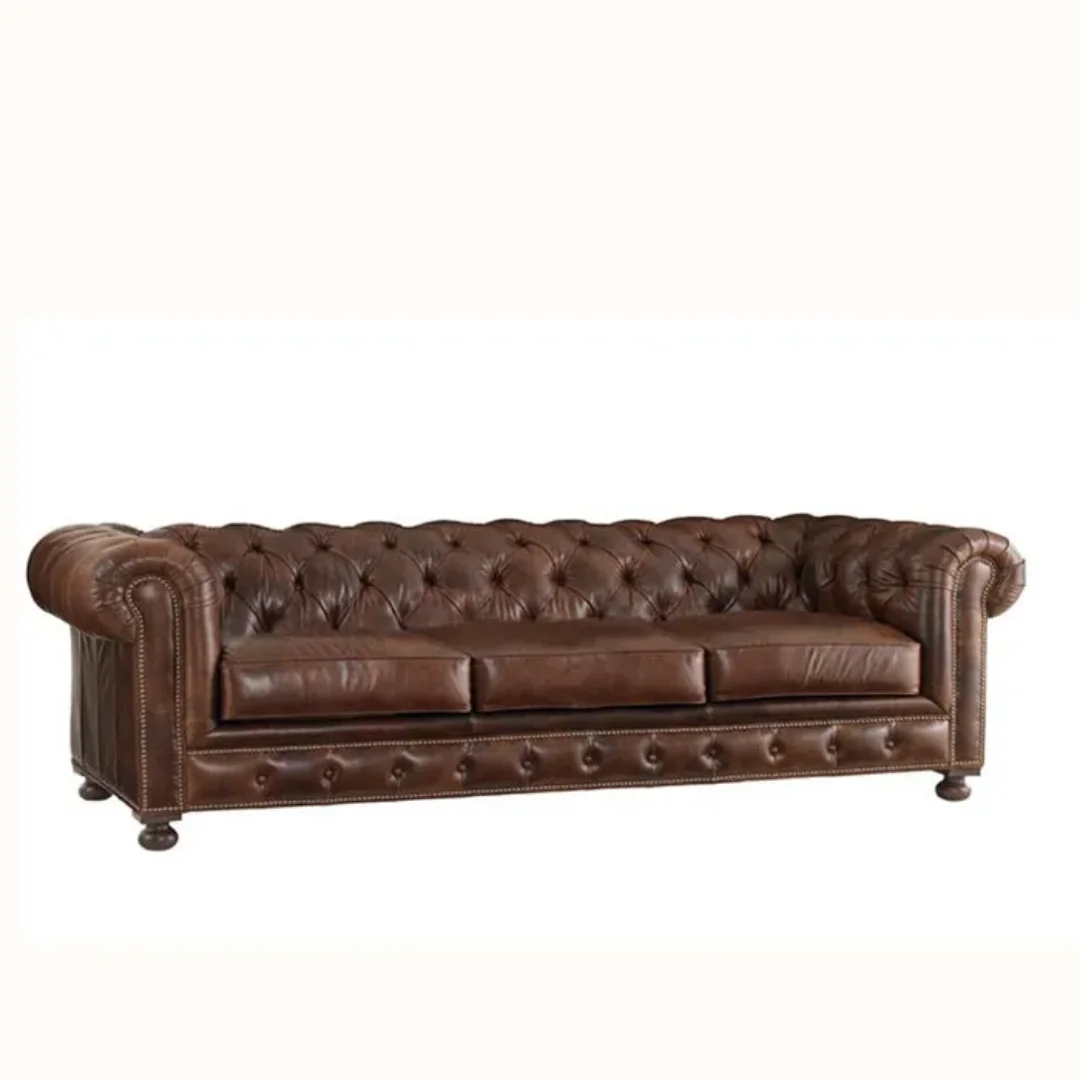 Chesterfield leather Sofa 3 Seater Sofa High quality short wooden legs - Image 2