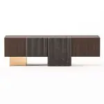 Eoin TV Unit | Modern TV Cabinet Marble SlateStainless Steel Base