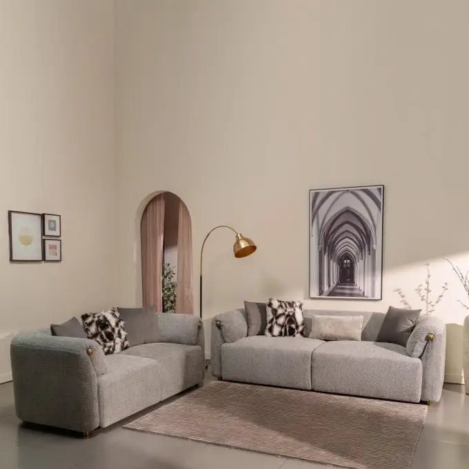 Luxurious Velvet Cardiff Sofa: Elegant 5-Seater Living Room Set in Blue - Image 2