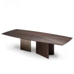 Kors Dining Table Stainless Steel Golden Leg + Natural Marble Top Table - Image 3