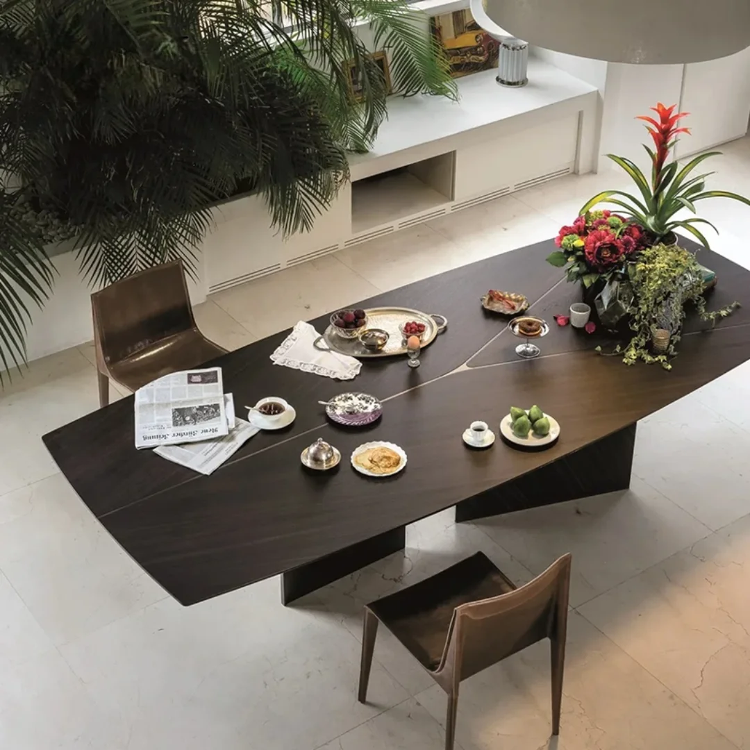 Kors Dining Table Stainless Steel Golden Leg + Natural Marble Top Table - Image 1