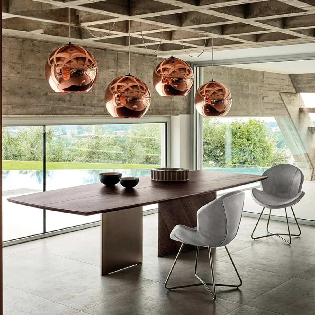 Kors Dining Table Stainless Steel Golden Leg + Natural Marble Top Table - Image 4