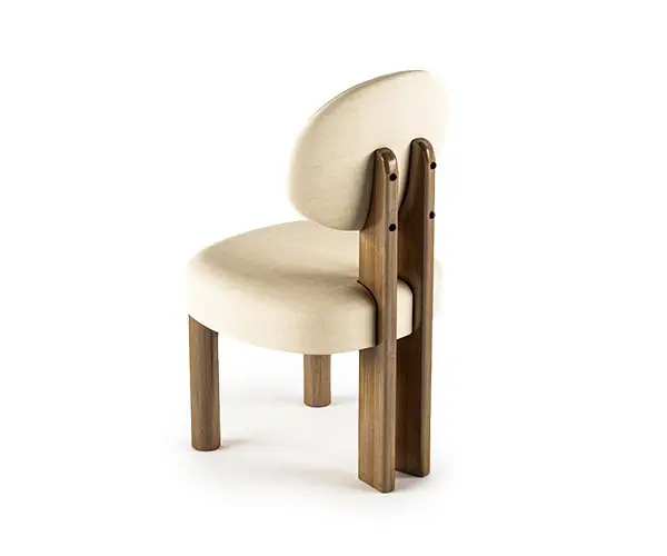 Tareek Velvet Dining Chair with Walnut Wood Frame - Premium Mid-Century Style - Image 3
