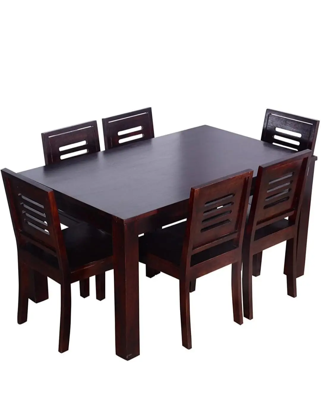 Sheesham Wood Top Dining Table with Chairs 6 Seater Dining Set Teak Finish - Image 1