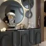 Wharton Minimalist  Modern design sideboard PU leather finish with wooden legs