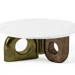 Eve White Faux Marble Top and coloured PVD Table