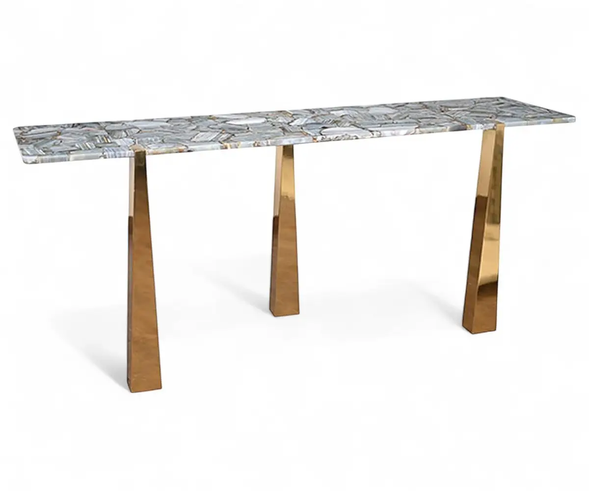 Panache Modern  Marble Top Hallway Table Home Furniture - Image 6