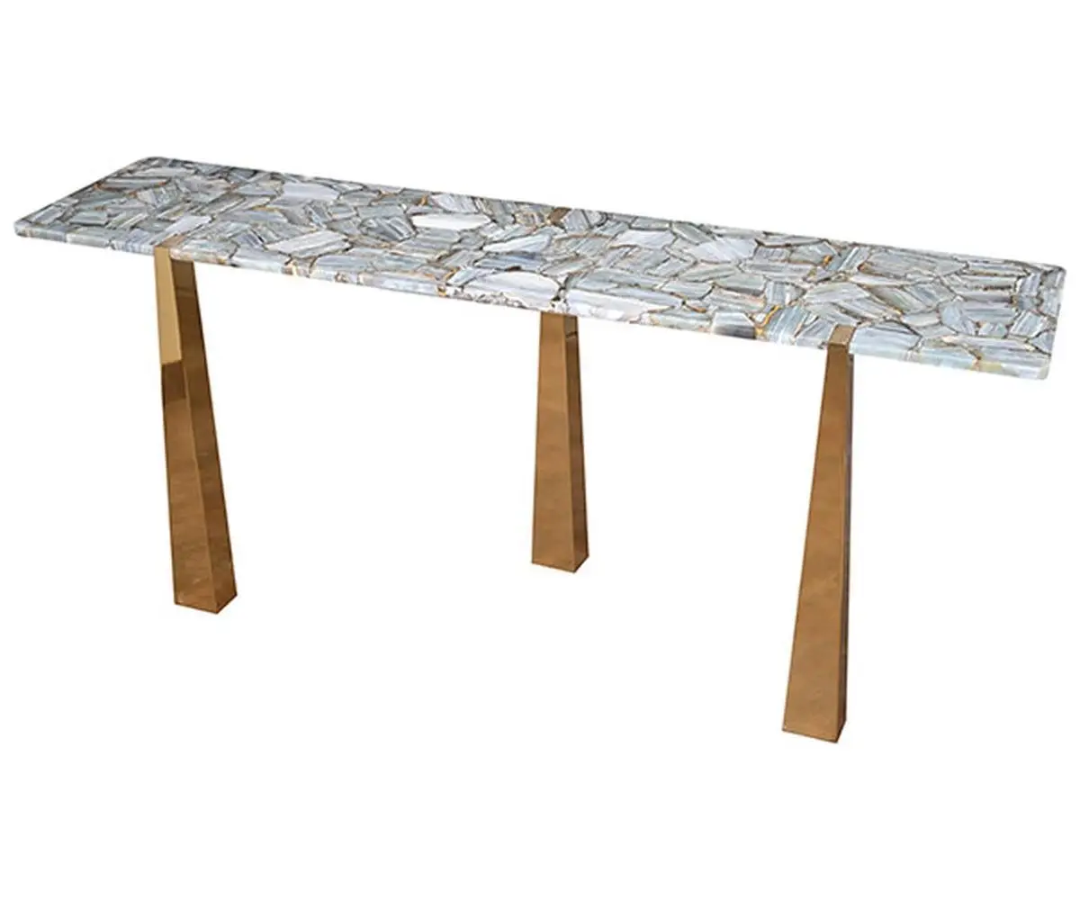 Panache Modern  Marble Top Hallway Table Home Furniture - Image 5
