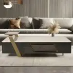 Aombre Stainless Steel High Gloss Laminated Top Coffee Table