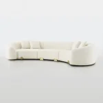 Talbot Lobby Hotel Curved 5-Seater Luxury Sofa - Off-White with Gold Accents - Image 5