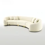 Talbot Lobby Hotel Curved 5-Seater Luxury Sofa - Off-White with Gold Accents - Image 7