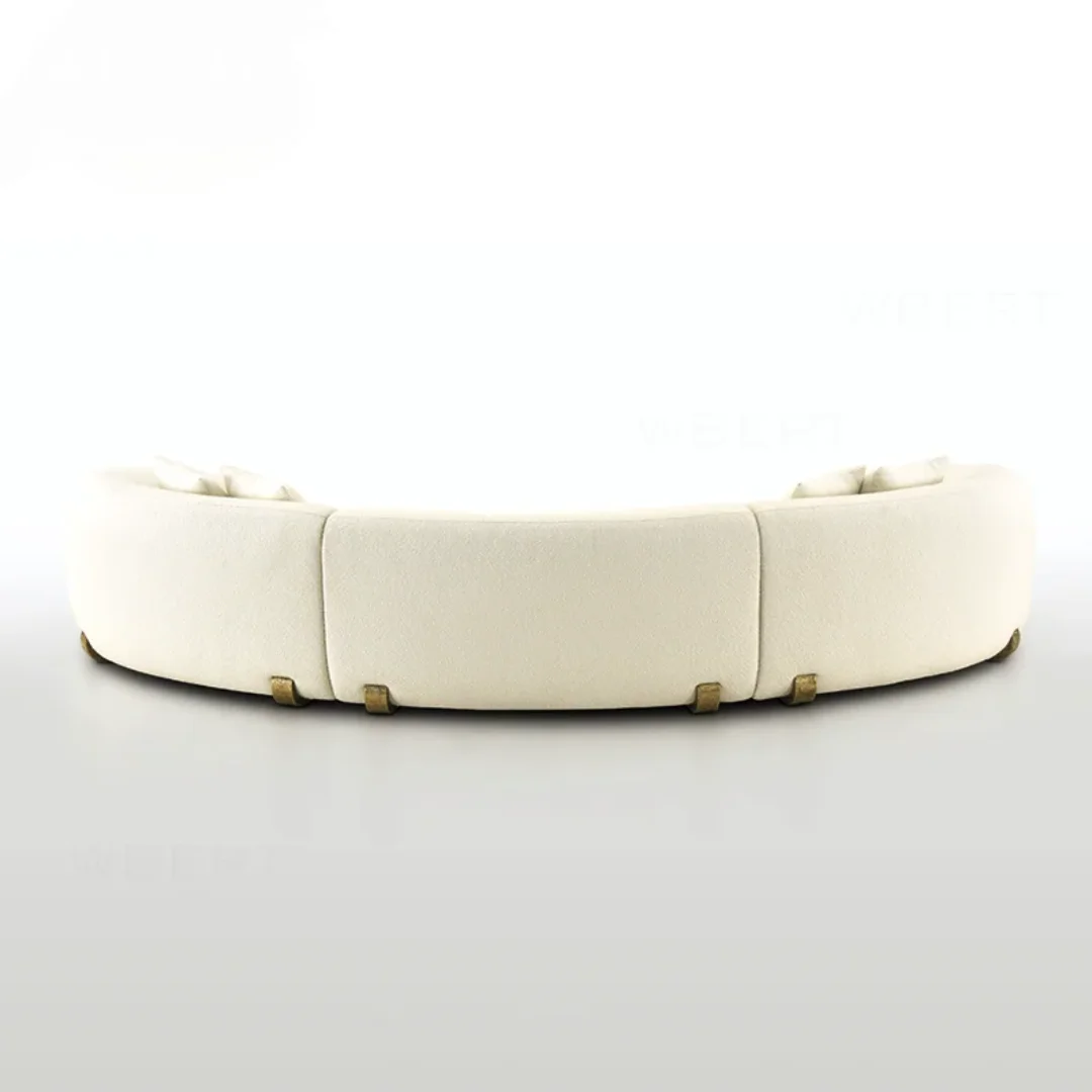 Talbot Lobby Hotel Curved 5-Seater Luxury Sofa - Off-White with Gold Accents - Image 6