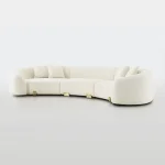 Talbot Lobby Hotel Curved 5-Seater Luxury Sofa - Off-White with Gold Accents