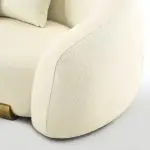 Talbot Lobby Hotel Curved 5-Seater Luxury Sofa - Off-White with Gold Accents - Image 3