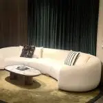 Talbot Lobby Hotel Curved 5-Seater Luxury Sofa - Off-White with Gold Accents - Image 2