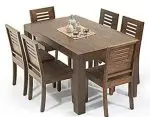 Solid Sheesham Wood Top Dining Table with Chairs 6 Seater Dining Set Walnut Finish