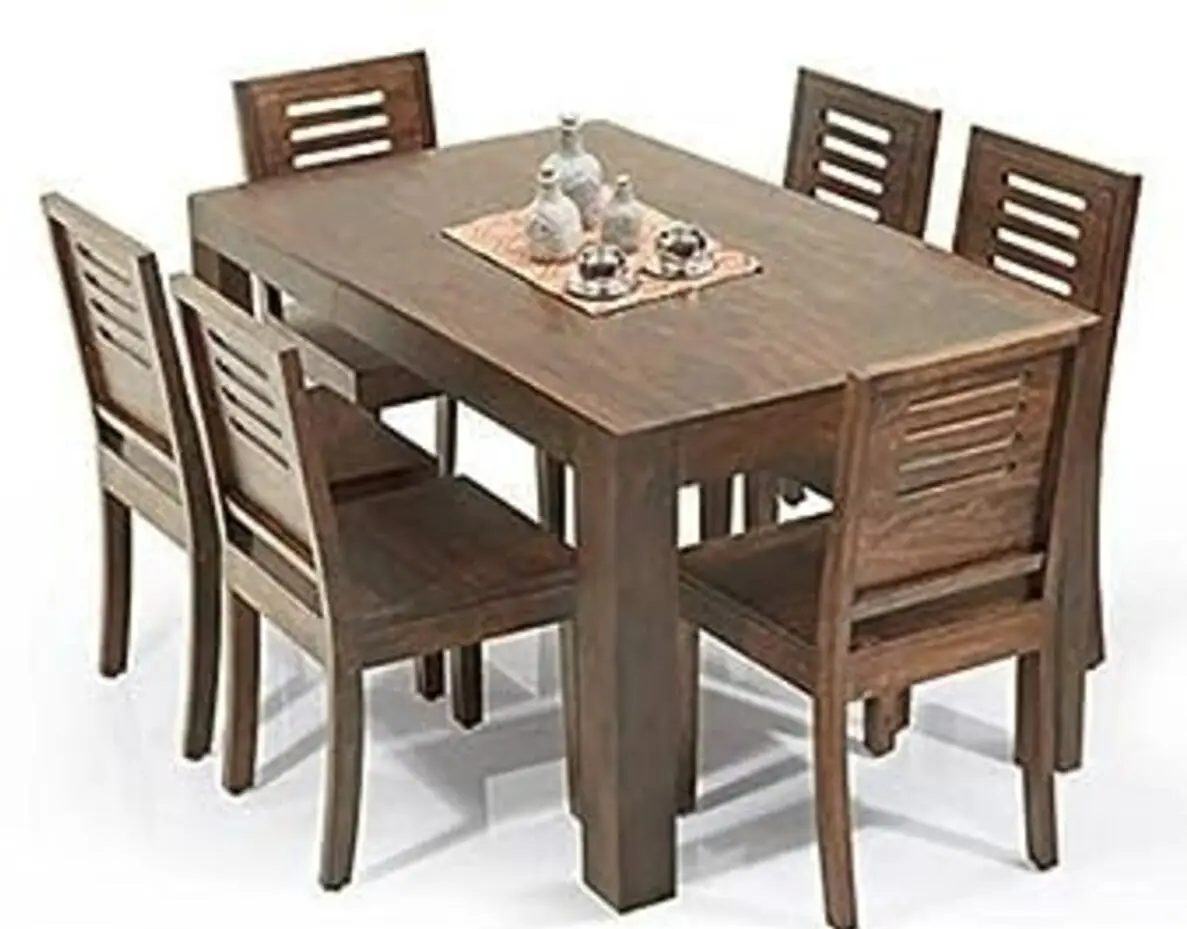 2026/01/587c97c0-ad62-4ed8-9aaf-97e989fe64e1-1_all_17794.jpg Solid Sheesham Wood Top Dining Table with Chairs 6 Seater Dining Set Walnut Finish - Image 1