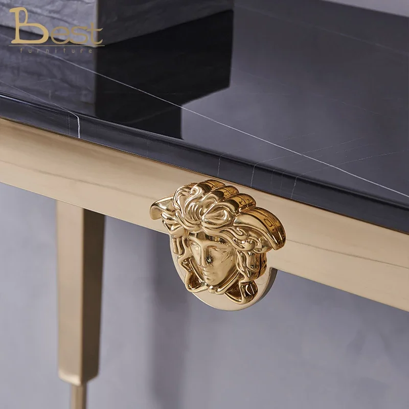 Home Metal Base Marble Hallway Entrance Console Table - Image 2