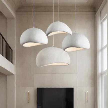 White Dome Pendant Light Cluster | Modern Multi-Light Chandelier Set of 4