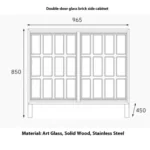 Glass Brick Sideboard with Double Doors | Modern Art Glass Cabinet with Solid Wood & Stainless Steel - Image 6