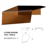 Hezal Stainless Steel High Gloss Laminated Top Coffee Table - Image 3