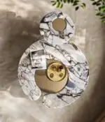 Grace Pair of 2 Nesting Tables for a Minimalist Living Room White Table Marble top with Gold PVD Stainless steel - Image 8