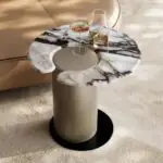 Grace Pair of 2 Nesting Tables for a Minimalist Living Room White Table Marble top with Gold PVD Stainless steel - Image 2