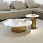 Grace Pair of 2 Nesting Tables for a Minimalist Living Room White Table Marble top with Gold PVD Stainless steel - Image 7