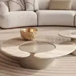 Grace Pair of 2 Nesting Tables for a Minimalist Living Room White Table Marble top with Gold PVD Stainless steel - Image 3